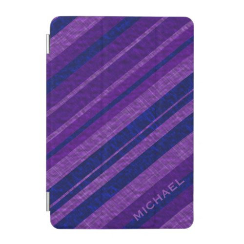 Purple Diagonal Stripes Personalised iPad Mini Cover