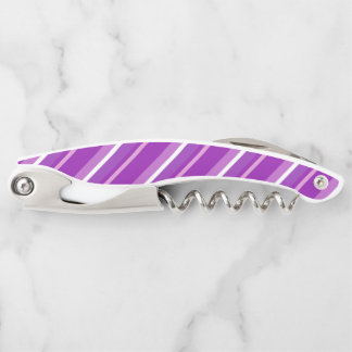 Purple Diagonal Stripes Waiter's Corkscrew