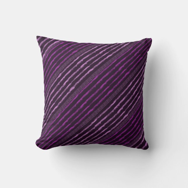 Purple Diagonals Throw Pillow (Front)