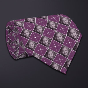 Purple Diamond 1-Photo Pattern Neck Tie