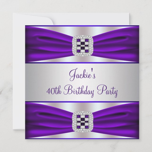 Purple Diamond 40th Birthday Invitation (Front)