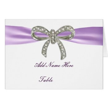 Purple Diamond Bow Wedding Table Place Card by atteestude at Zazzle
