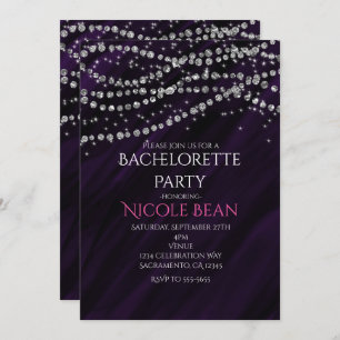 Purple & Diamond Glamour Sparkle Party Invitations