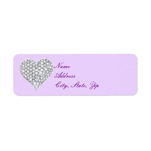 Purple Diamond Heart Address Labels