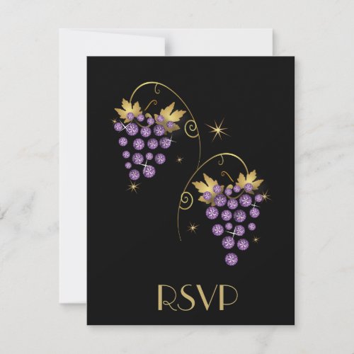 Purple Diamond Invitations Grapes Design