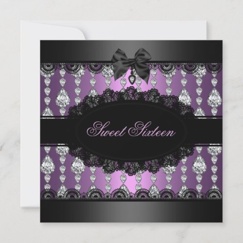 Purple Diamond  Lace Sweet16 Invite