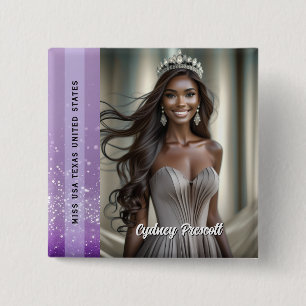 Purple Diamond Pageant Sash Photo Button