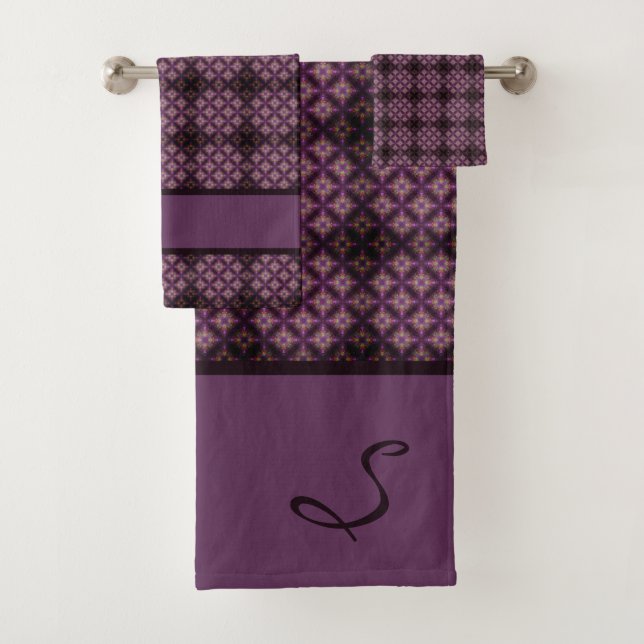 Purple Diamond Passion Pattern Bath Towel Set (Insitu)
