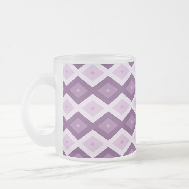 Purple diamond pattern frosted glass coffee mug (Left)