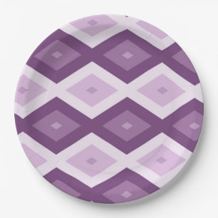 Purple diamond pattern paper plates