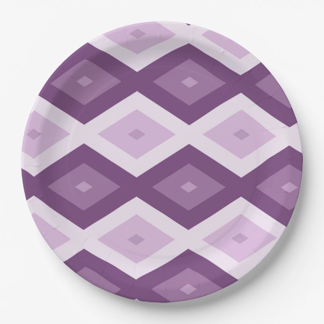Purple diamond pattern paper plates (Front)