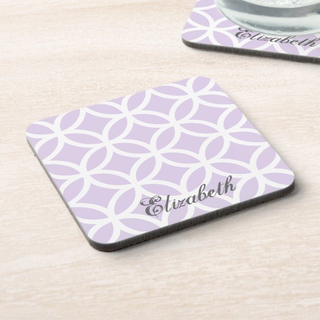 Purple Diamond Pattern Personalized Beverage Coaster (Left Side)