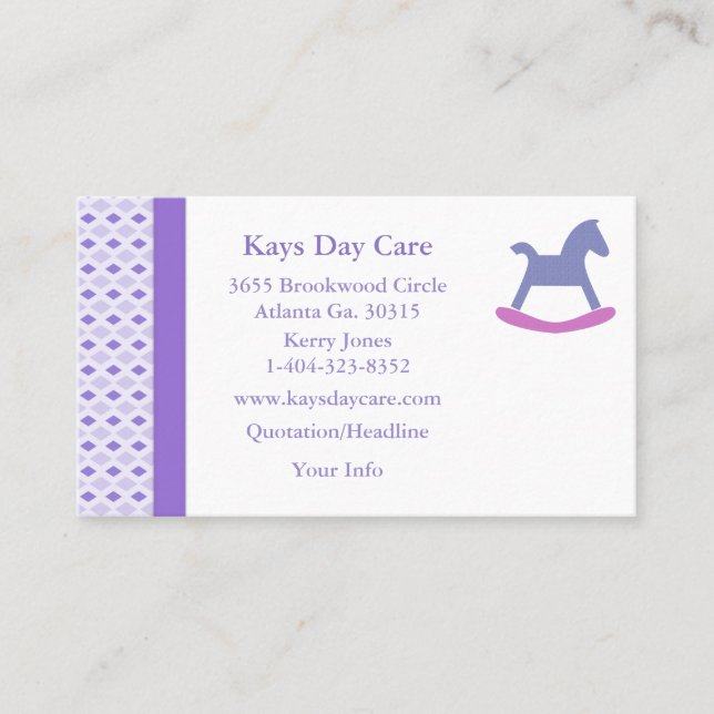 Purple Diamond Pattern Trimmed Business Card (Front)