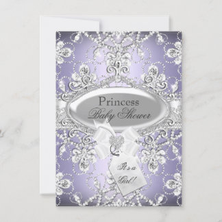 Purple Diamond Tiara Princess Baby Shower Invite