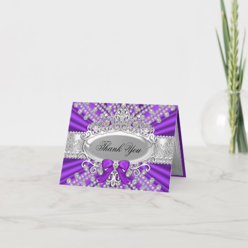 Purple Diamond  Tiara Thank You Card