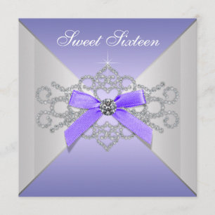 Purple Diamonds Lavender Sweet 16 Birthday Party Invitation