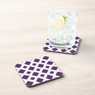 Purple Diamonds on White Beverage Coaster