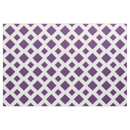 Purple Diamonds on White Geometric Fabric