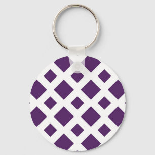 Purple Diamonds on White Keychain