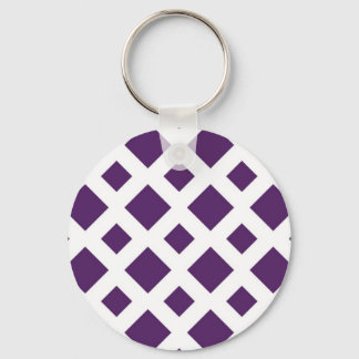 Purple Diamonds on White Keychain