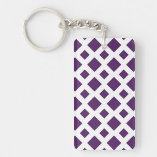 Purple Diamonds on White Keychain