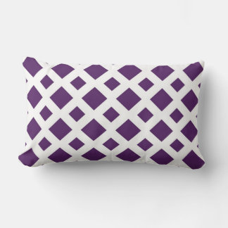 Purple Diamonds on White Lumbar Pillow