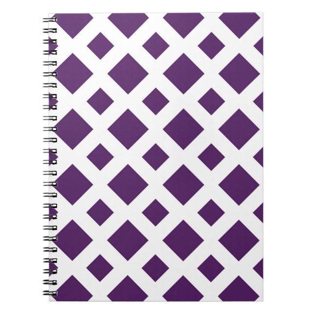 Purple Diamonds on White Notebook (Front)