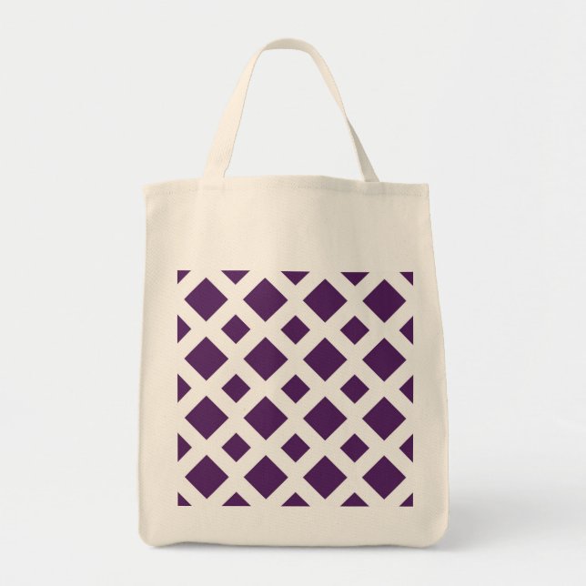 Purple Diamonds on White Tote Bag (Front)