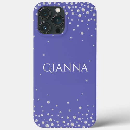 Purple Diamonds Personalized Name iPhone 13 Pro Max Case