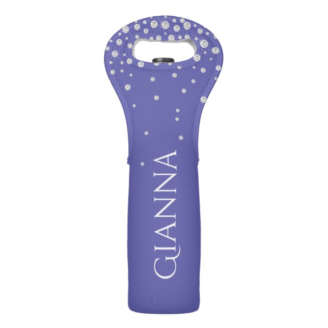 Purple Diamonds Personalized Name Wine Bag (Front)