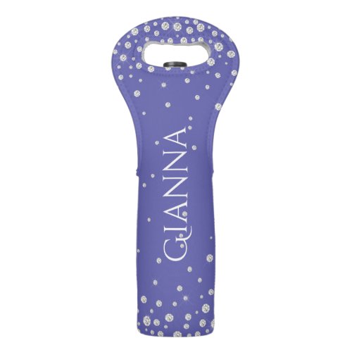 Purple Diamonds Personalized Name Wine Bag