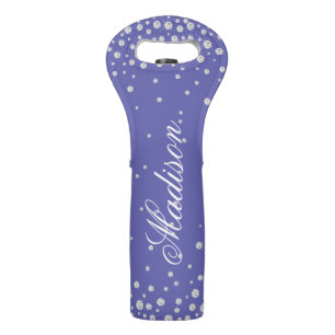 Purple Diamonds Personalized Name Wine Bag