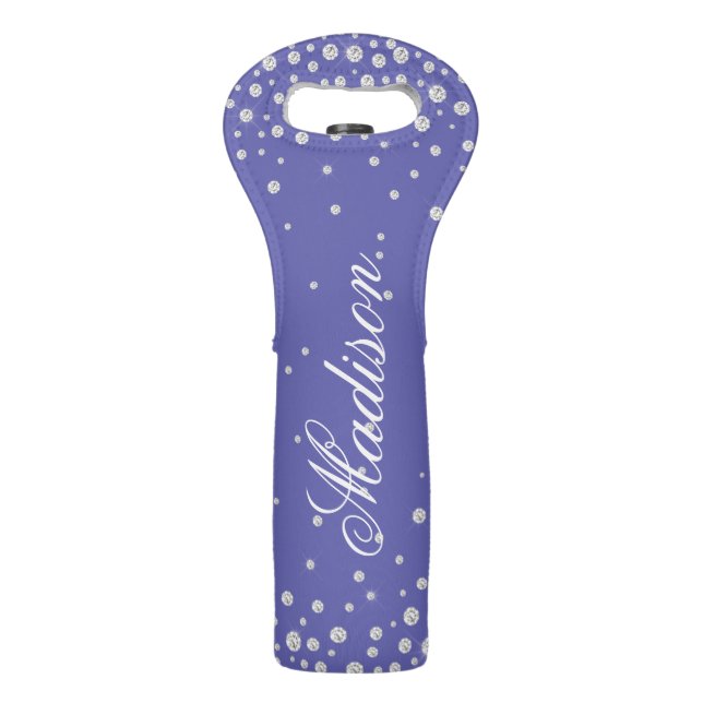 Purple Diamonds Personalized Name Wine Bag (Front)