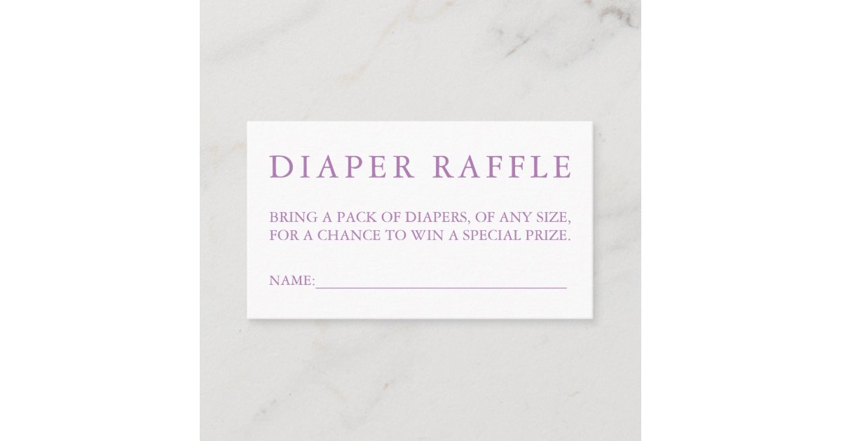 Purple Diaper Raffle Card | Zazzle