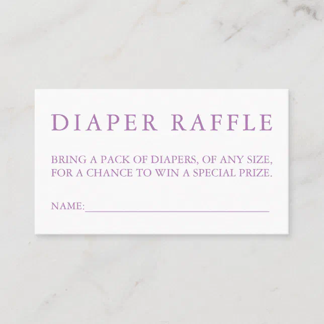 Purple Diaper Raffle Card | Zazzle