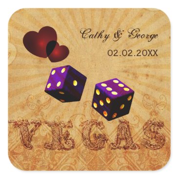 purple dice Vintage Vegas favor stickers