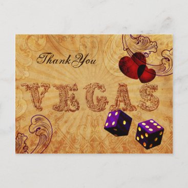 purple dice Vintage Vegas Thank You Postcard