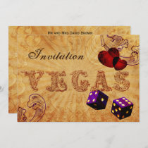 purple dice Vintage Vegas wedding invites