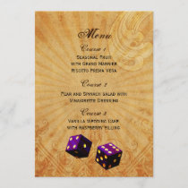 purple dice Vintage Vegas wedding menu