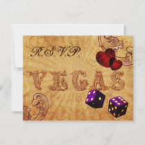 purple dice Vintage Vegas wedding rsvp