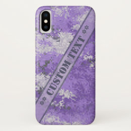 Purple Digi Camo w/ Custom Text iPhone X Case