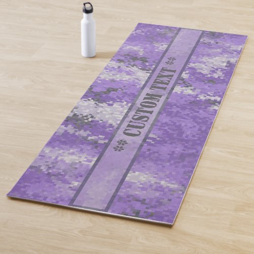 Purple Digi Camo w Custom Text Yoga Mat