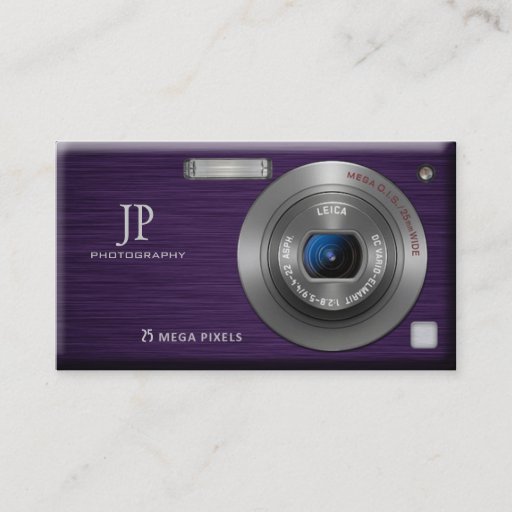 Customizable Purple Digital Camera Professional Photographer Business Card Template