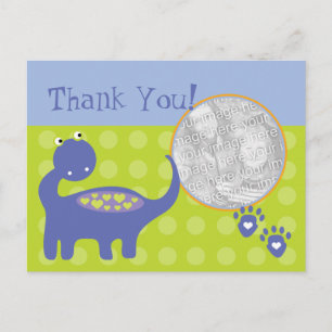 Purple Dinosaur Birthday Photo Thank You Postcard