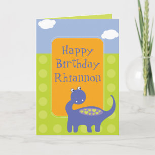 Purple Dinosaur Birthday with Dots Card