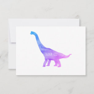 Purple Dinosaur Brachiosaurus Flat Thank You Card