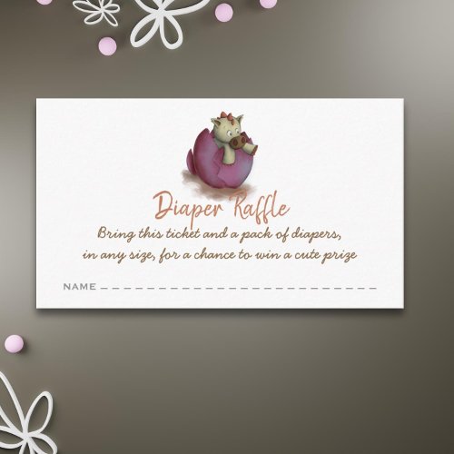 Purple dinosaur diaper raffle ticket enclosure card