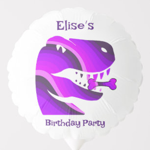Purple Dinosaur Girl's T-Rex Birthday Party Balloon