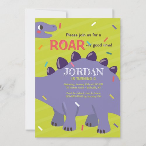 Purple Dinosaur Invitation