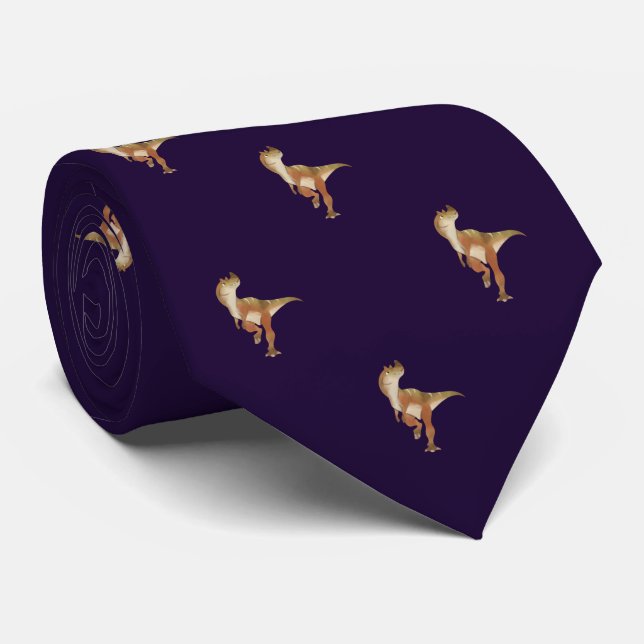 Purple Dinosaur Pattern Work, Professional Men's Neck Tie (Rolled)
